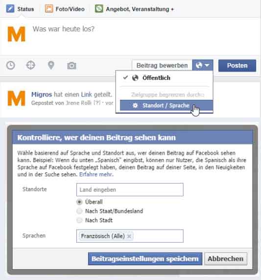 Filter nach Sprache eines Facebook-Posts