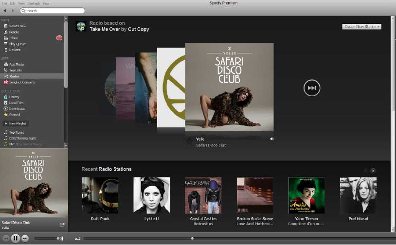 Spotify-Website mit personalisierten Musikvorschlägen